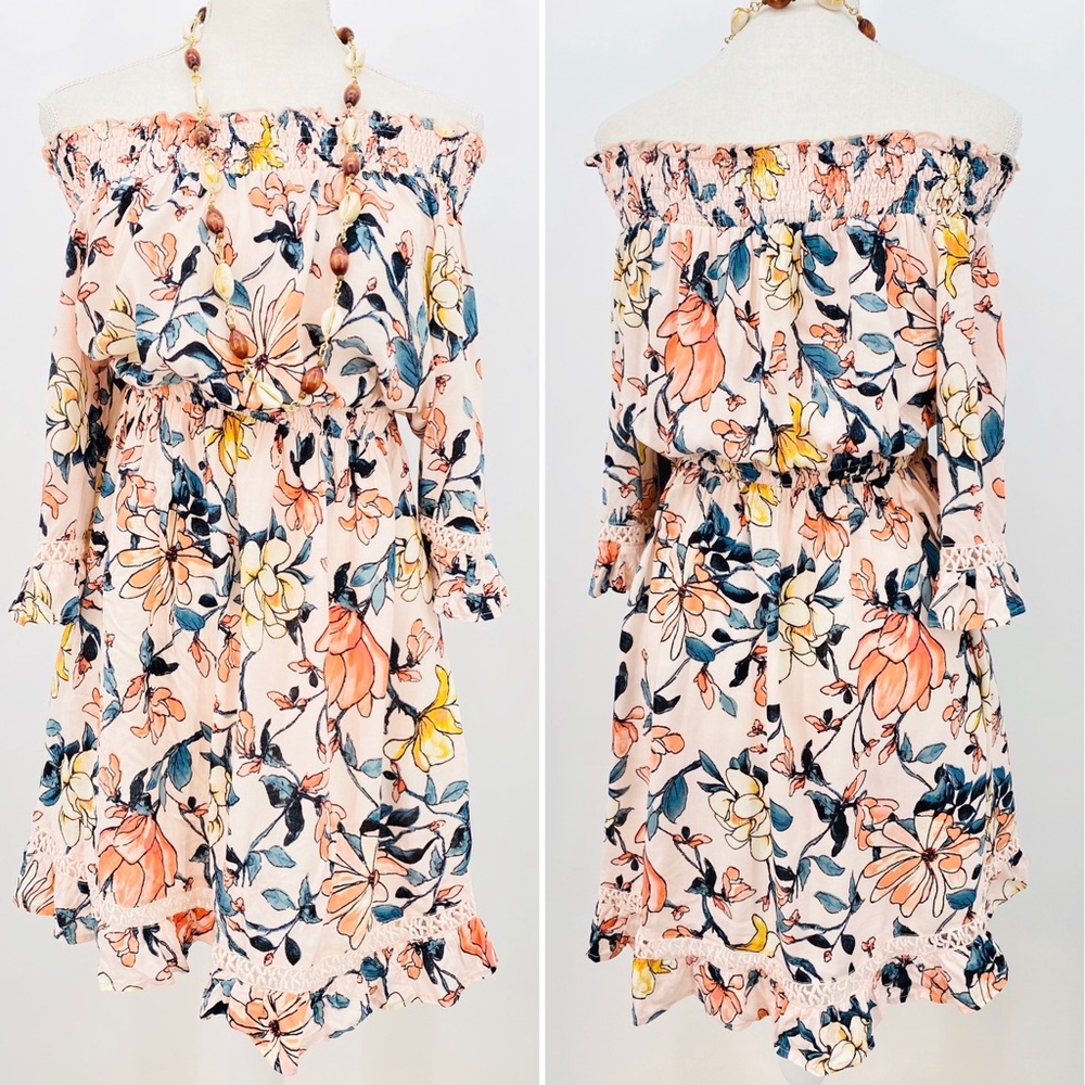 Lulus Hello Darling Blush Off-the-Shoulder Dress M - Picture 4 of 16